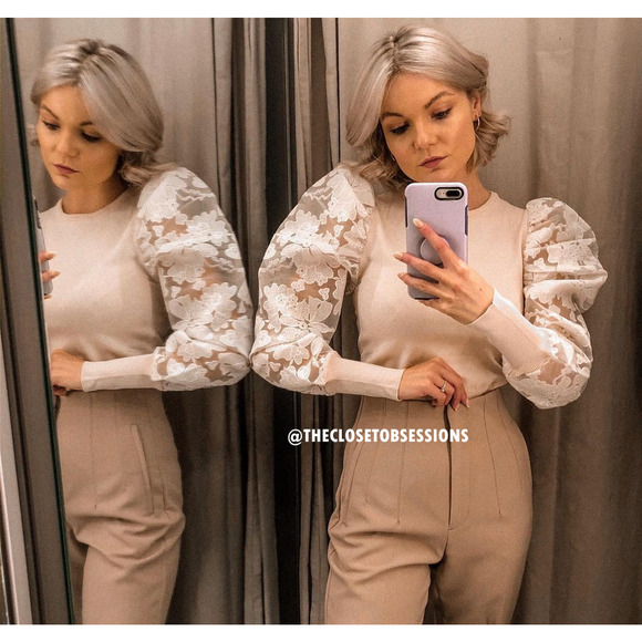 ZARA BLOGGER FAVE!!! Knit Top with Lace Sleeves NWT - Picture 11 of 16